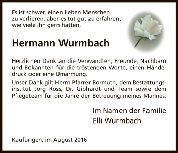 Todesanzeige von Hermann Wurmbach von HNA