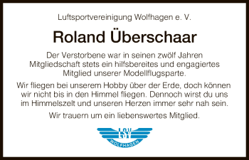 Todesanzeige von Roland Überschaar von HNA