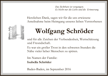 Todesanzeige von Wolfgang Schröder von HNA
