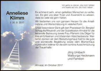 Todesanzeige von Anneliese Klimm von HNA