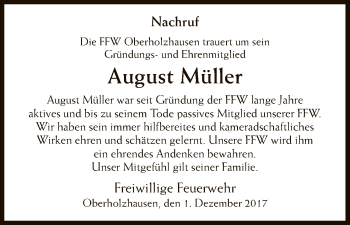 Todesanzeige von August Müller von HNA