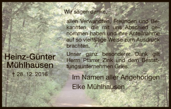 Todesanzeige von Heinz-Günter Mühlhausen von HNA