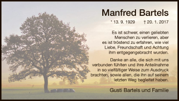 Todesanzeige von Manfred Bartels von HNA
