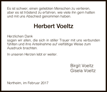 Todesanzeige von Herbert Voeltz von HNA
