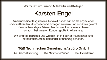 Todesanzeige von Karsten Engel von HNA