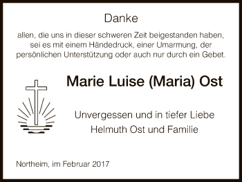 Todesanzeige von Marie Luise Ost von HNA