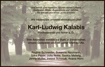 Todesanzeige von Karl-Ludwig Kalabis von HNA