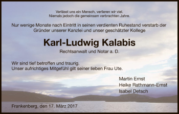 Todesanzeige von Karl-Ludwig Kaiabis von HNA