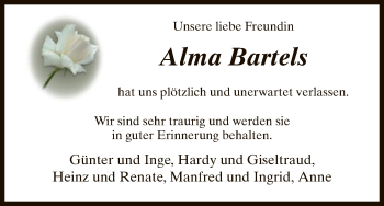 Todesanzeige von Alma Bartels von HNA