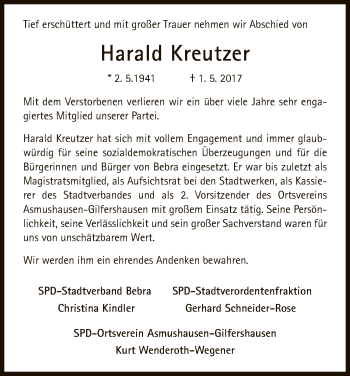 Todesanzeige von Harald Kreutzer von HNA