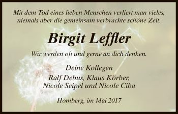 Todesanzeige von Birgit Leffler von HNA