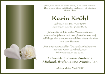 Todesanzeige von Karin Kröhl von HNA