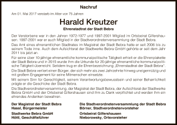 Todesanzeige von Harald Kreutzer von HNA