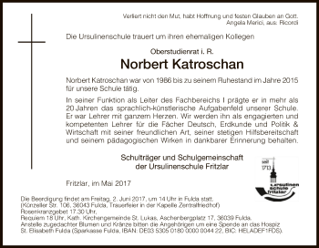 Todesanzeige von Norbert Katroschan von HNA