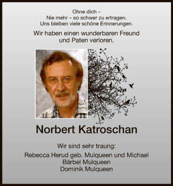 Todesanzeige von Norbert Katroschan von HNA
