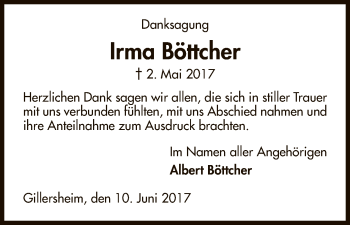 Todesanzeige von Irma Böttcher von HNA