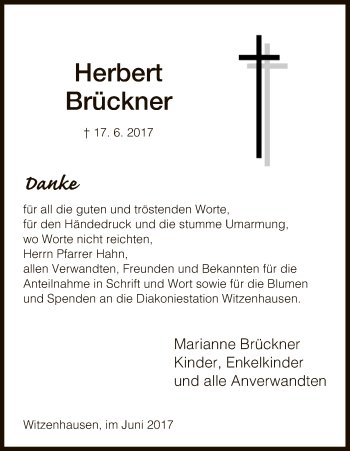 Todesanzeige von Herbert Brückner von HNA