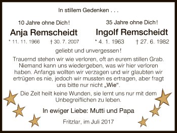 Todesanzeige von Anja und Ingolf Remscheidt von HNA