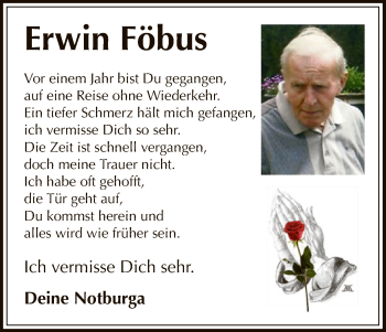 Todesanzeige von Erwin Föbus von HNA