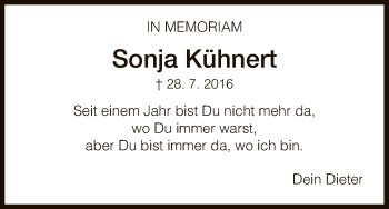 Todesanzeige von Sonja Kühnert von HNA