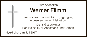 Todesanzeige von Werner Flimm von HNA