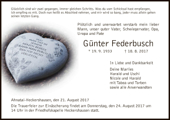 Todesanzeige von Günter Federbusch von HNA
