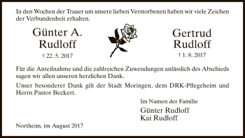 Todesanzeige von Günter A. und Gertrud Rudloff von HNA