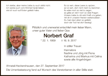 Todesanzeige von Norbert Graf von HNA