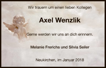 Todesanzeige von Axel Wenzlik von HNA