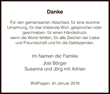 Todesanzeige von Danke  von HNA