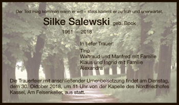 Todesanzeige von Silke salewski von HNA