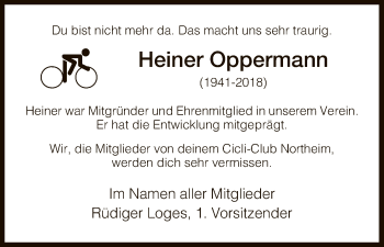 Todesanzeige von Heiner Oppermann von HNA
