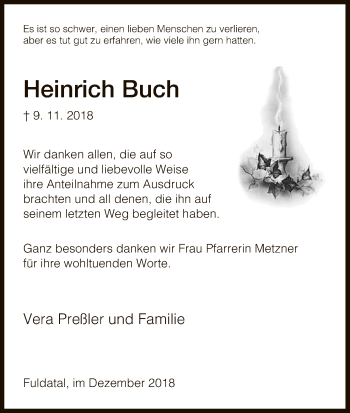 Todesanzeige von Heinrich Buch von HNA