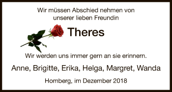 Todesanzeige von Theres  von HNA