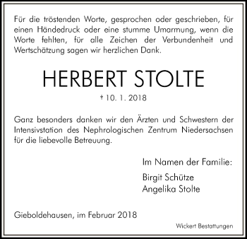 Todesanzeige von Herbert Stolte von HNA