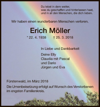 Todesanzeige von Erich Möller von HNA