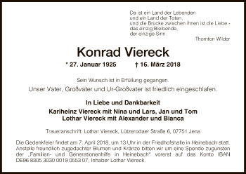Todesanzeige von Konrad Viereck von HNA