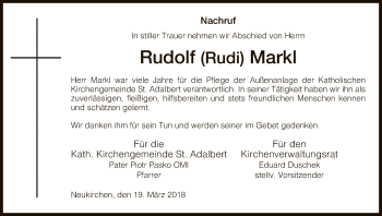 Todesanzeige von Rudolf  Markl von HNA
