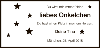 Todesanzeige von Onkelchen  von HNA