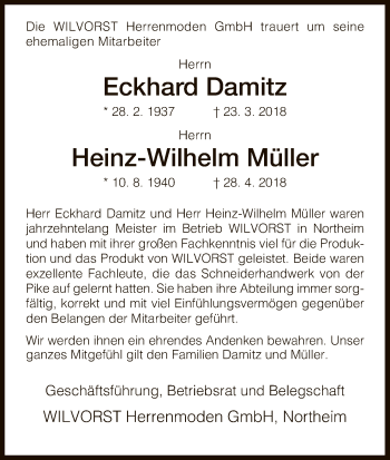 Todesanzeige von Eckhard und Heinz-Wilhelm  von HNA