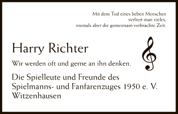 Todesanzeige von Harry Richter von HNA