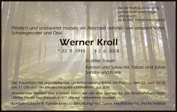 Todesanzeige von Werner Krolll von HNA