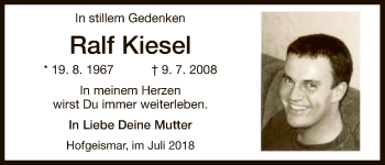 Todesanzeige von Ralf Kiesel von HNA