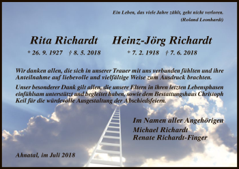 Todesanzeige von Rita und Heinz-Jörg Richardt von HNA