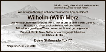 Todesanzeige von Wilhelm Willi Merz von HNA