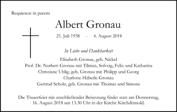 Todesanzeige von Albert Gronau von HNA