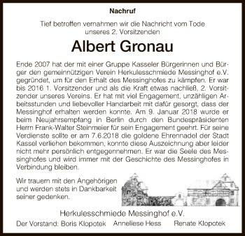 Todesanzeige von Albert Gronau von HNA
