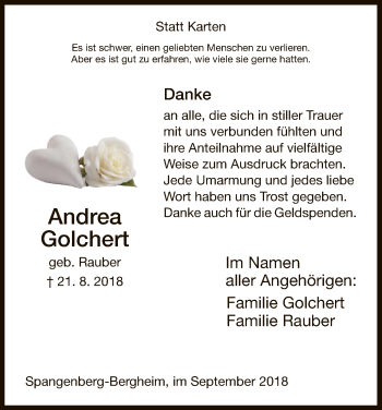 Todesanzeige von Andrea Golchert von HNA