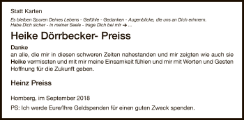 Todesanzeige von Heike Dörrbecker-Preiss von HNA