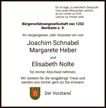 Todesanzeige von Im Gedenken Bürgerschützengesellschaft von 1252 Northeim e. V. von HNA